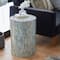 20" Multicolor Shell & Wood Contemporary Accent Table